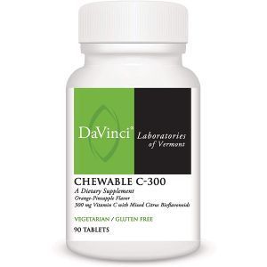Витамин С с биофлавоноидами, Chewable C-300, DaVinci Laboratories of  Vermont, 300 мг, апельсин-ананас, 90 жевательных таблеток