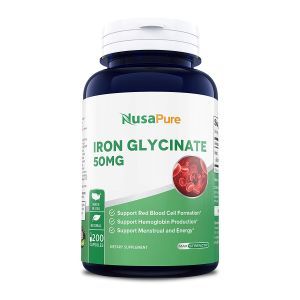 Глицинат железа, Iron Glycinate, NusaPure, 50 мг, 200 капсул