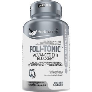 Восстановления роста волос, Foli-Tonic Advanced DHT Blocker, Herbtonics, для мужчин и женщин, 60 веганських капсул