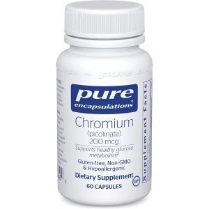 Хром (пиколинат), Chromium (picolinate), Pure Encapsulations, для поддержки здорового метаболизма липидов и глюкозы, 200 мкг, 60 капсул