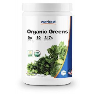 Зеленая пища, Organic Greens, Nutricost, порошок, ягоды,  317 г
