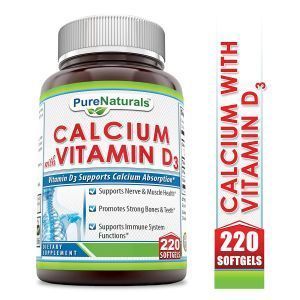 Кальций с витамином Д3, Calcium with Vitamin D3, Pure Naturals, 220 гелевых капсул