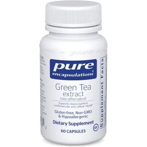 Экстракт зеленого чая (без кофеина), Green Tea Extract (decaffeinated), Pure Encapsulations, 60 капсул