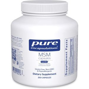 Метилсульфонилметан, MSM, Pure Encapsulations, поддержка здоровья суставов, иммунитета, соединительной ткани и дыхания, 250 капсул