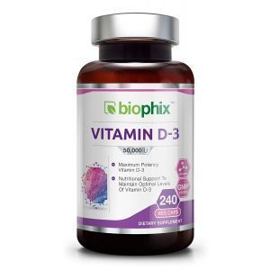 Витамин Д3, Vitamin D3, Biophix, 50000 МЕ, 240 вегетарианских капсул