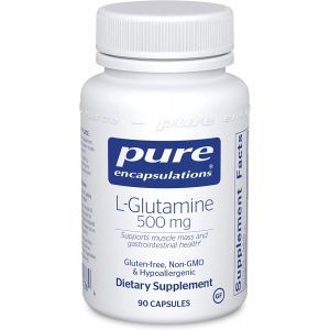 L-глютамин 500 мг, l-Glutamine 500 mg, Pure Encapsulations, 90 капсул