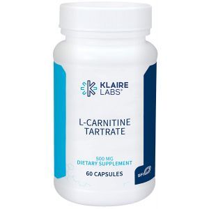 L-карнитин тартрат,  L-Carnitine Tartrate, Klaire Labs, 500 мг, 60 капсул