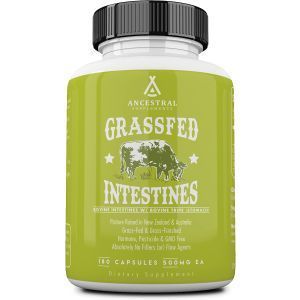 Бычий кишечник, GrassFed Intestines, Ancestral Supplements, поддержка пищеварения, 500 мг, 180 капсул