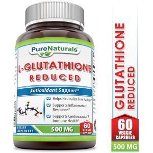 Глютатион, L-Glutathione, Pure Naturals, 500 мг, 60 вегетарианских капсул
