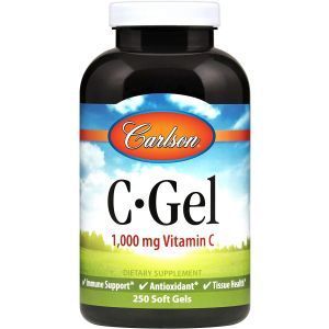 Витамин С (аскорбиновая кислота), C-Gel, Carlson Labs, 1000 мг, 250 гелевых капсул