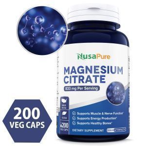 Магний цитрат, Magnesium Citrate, NusaPure, 833 мг, 200 вегетарианских капсул