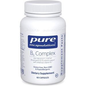 Витамин B6 (комплекс витаминов В), B6 Complex, Pure Encapsulations, для поддержки клеточного, сердечно-сосудистого, неврологического и психологического здоровья, 60 капсул