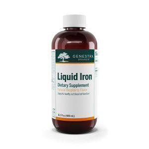 Железо, Liquid Iron, Genestra Brands, малиновый вкус, 480 мл