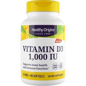 Витамин Д3, Vitamin D3, Healthy Origins, 1000 МЕ, 90 капсул