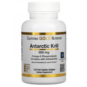 Масло криля с астаксантином, Krill Oil, with Astaxanthin, California Gold Nutrition, 500 мг, 120 кап.