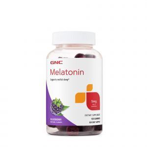 Мелатонин, Melatonin, GNC, 5 мг, вкус ежевики, 120 жевательных конфет