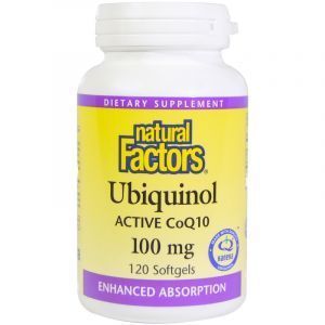 Коэнзим Q10, Ubiquinol CoQ10, Natural Factors, Убихинол, 100 мг, 120 капсул (Default)