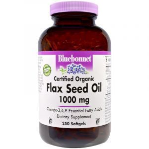 Льняное масло, Flax Seed Oil, Bluebonnet Nutrition, органик, сертифицированное, 1000 мг, 250 капсул (Default)