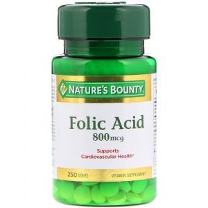 Фолиевая кислота, Folic Acid, Nature's Bounty, 800 мкг, 250 таблеток (Default)