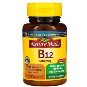 Витамин В-12, Vitamin B-12, Nature Made, 500 мкг, 200 таблеток