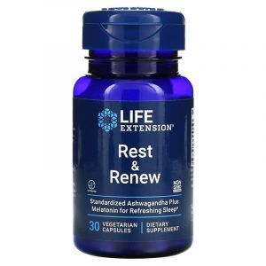 Поддержка сна, Rest & Renew, Life Extension, 30 вегетарианских капсул
