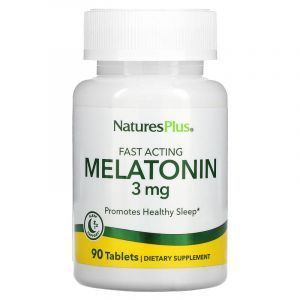 Мелатонин, Melatonin, Nature's Plus, быстродействующий, 3 мг, 90 таблеток
