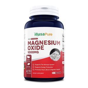 Магний оксид, Magnesium Oxide, NusaPure, 1000 мг, высокоэффективный, 180 капсул