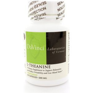 L-теанин, L-Theanine, DaVinci Laboratories of  Vermont, 200 мг, 60 капсул 