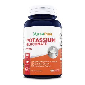 Калий глюконат, Potassium Gluconate, NusaPure, 99 мг, 200 капсул