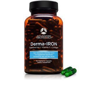 Железо, витамин С и коллаген, Derma-Iron, Advanced Trichology, для волос и кожи, 60 вегетарианских капсул
