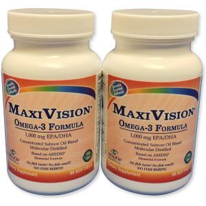 Омега-3 для здоровья глаз, Omega-3 Formula, MedOp MaxiVision, 2 бутылки по 60 гелевых капсул