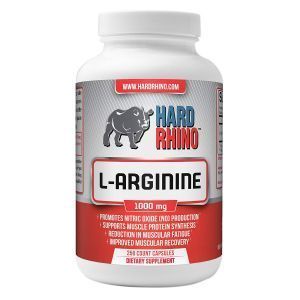 L-аргинин, L-Arginine, Hard Rhino, 500 мг, 250 вегетарианских капсул