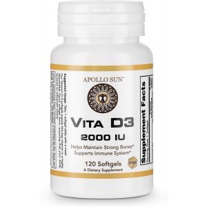 Витамин D3, Vita D3, APOLLO SUN, 2000 МЕ, 120 гелевых капсул
