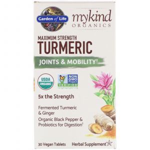 Куркума для суглобів, Turmeric Joints & Mobility, Garden of Life, MyKind Organics, 30 таблеток