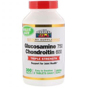 Глюкозамин хондроитин, Glucosamine 750 Chondroitin 600, 21st Century, 300 таб. (Default)