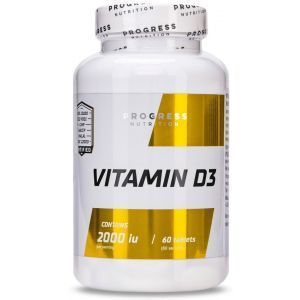 Витамин D3, Vitamin D3, Progress Nutrition, 2000 МЕ, 60 таблеток
