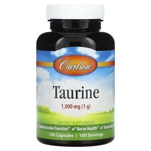 Таурин, Taurine, Carlson, 1000 мг, 100 капсул
