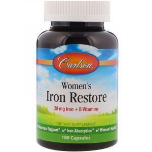 Железо для женщин, Women's Iron Restore, Carlson Labs, 180 капсул (Default)