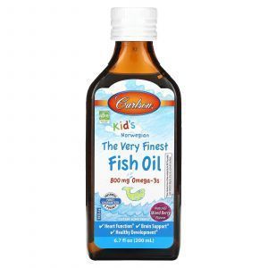 Рыбий жир для детей, The Very Finest Fish Oil, Carlson Labs, со вкусом натуральных смешанных ягод, 800 мг, 200 мл