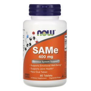 S-аденозил-L-метионин, SAMe, Now Foods, дисульфат тозилат, 400 мг, 60 таблеток с кишечнорастворимой оболочкой
