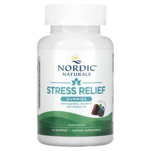 Антистресс, Stress Relief Gummies, Nordic Naturals, смешанные ягоды, 40 жевательных конфет