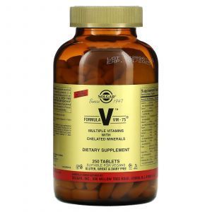 Мультивитамины и минералы в хелатной форме, Formula VM-75, Solgar, 250 таблеток