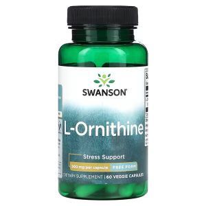 L-орнитин, L-Ornithine, Swanson, свободная форма, 500 мг, 60 растительных капсул