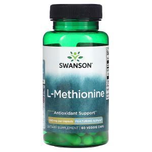 L-метионин, L-Methionine, Swanson, 500 мг, 60 растительных капсул