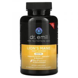 Ежовик гребенчатый, Lion's Mane Smart Shrooms, Dr. Emil Nutrition, 2100 мг, 90 растительных капсул
