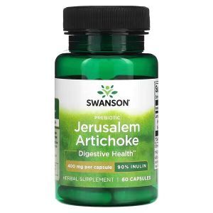 Пребиотик топинамбур, Prebiotic Jerusalem Artichocke, Swanson, 400 мг, 60 капсул