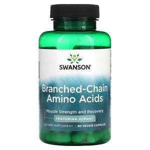 Аминокислоты, Branched-Chain Amino Acids, Swanson, с разветвленной цепью, 90 растительных капсул