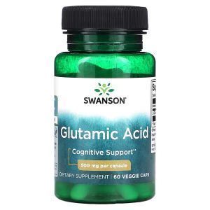 Глутаминовая кислота,  Glutamic Acid, Swanson, 500 мг, 60 растительных капсул