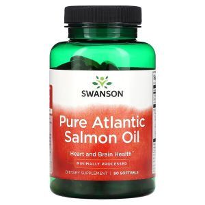 Масло лосося, Pure Atlantic Salmon Oil, Swanson, атлантического, 90 капсул