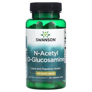 N-ацетил D-глюкозамин, N-Acetyl D-Glucosamine, Swanson, 750 мг, 60 растительных капсул